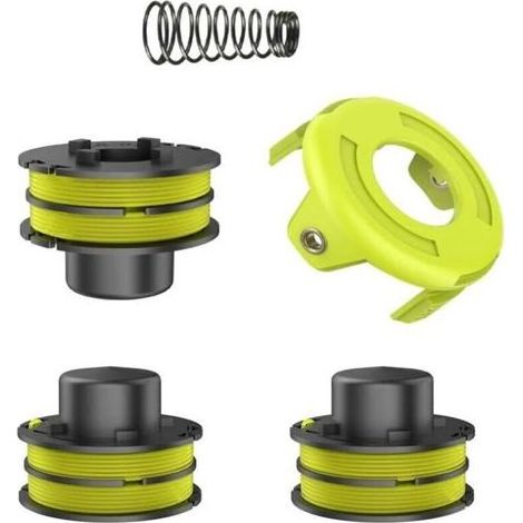 Lntyq Bobines de fil, compatibles avec RLT3025F/S, RLT3525S, interchangeables, originales RAC119, (3 bobines de fil de rechange + 1 ressort + 1 cache débroussailleuse),4.924.923.71cm (1/4)