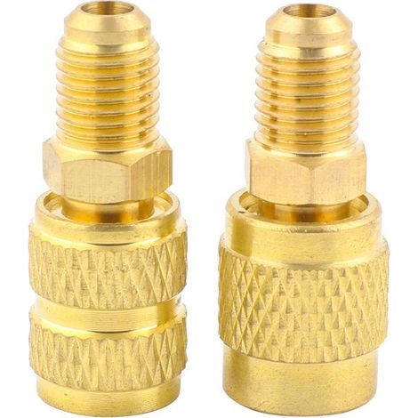 Messingadapter R22 1/4" Außengewinde auf R410A 5/16" Innengewinde, einteiliges Anschlussstück für Klimaanlagen, auslaufsicher (1/5)