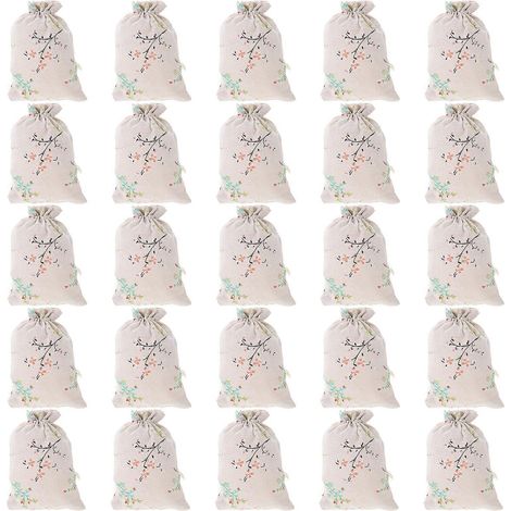 Lot de 25 sacs de rangement pratiques pour festivals, en coton avec cordon de serrage.-17.5X13.5X0.5CM (1/2)