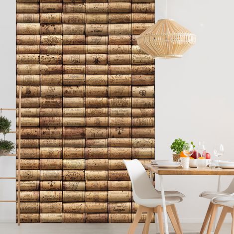 Papier peint intissé rustique, collection bouchons liège, 250x150cm, style vintage, panoramique. (1/2)