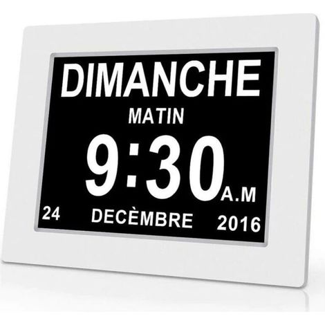 Horloge calendrier numérique One Piece 7 pouces avec date et heure, horloge Alzheimer pour parents, rappel de médicaments pour grands-parents et enfants - Blanc - 20414324mm (1/5)