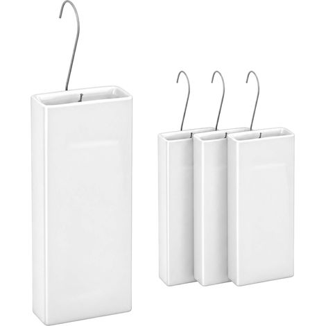 Relaxdays Radiator Humidifier, 4-Piece Set, Water Evaporator for Radiators, incl. Hanging Hooks, Ceramic, White