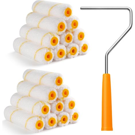 Lot de 20 rouleaux de peinture en microfibre pour murs, armoires et plinthes, 10 cm, hauteur des poils 9 mm, pour toutes les peintures et vernis (1/5)