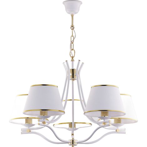 Lampadario classico bianco oro 5xE27 Samba Jupiter (1/5)