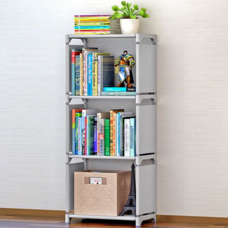 Estantería con 4 baldas, estantes para libros, caja de almacenamiento, área de exhibición de libros. (1/5)