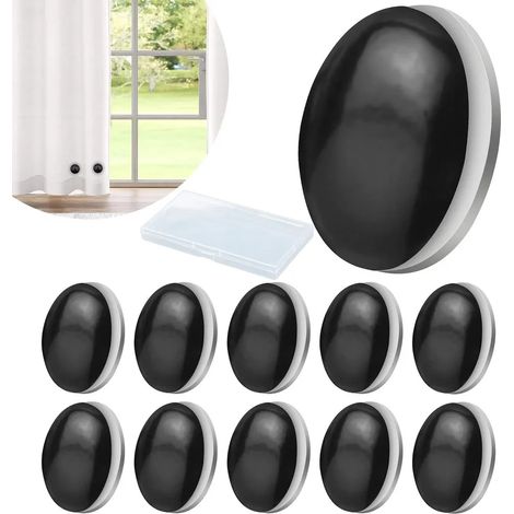 10 pesas magnéticas redondas para cortinas, pesas de 30 g con cierres magnéticos, aptas para manteles, cortinas de ducha y uso en exteriores, color negro. (1/5)