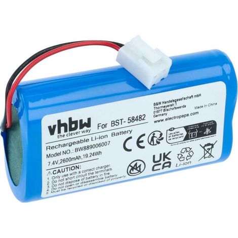 Vhbw – Batterie Li-ion 2600mAh 7,4V pour Kokido Vektro Z200 – Autonomie prolongée – Compatible avec chargeur standard