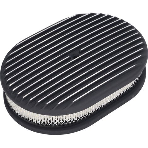 Filtro dell'aria, filtro dell'aria a alette complete in lega di alluminio nera per carburatori a 4 corpi da 5 1/8 pollici. (1/5)