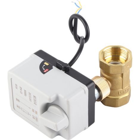 Vanne à bille motorisée 2 fils 2 voies normalement fermée DN25 laiton ABS DC 12V‑24V (1/5)