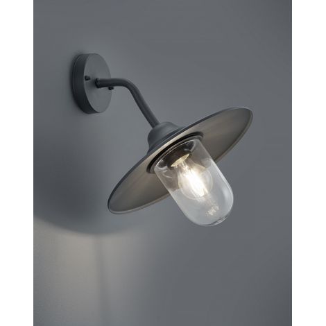 Aplique 1xE27 Brenta Cristal Antracita Difusor IP44 Trio Iluminación