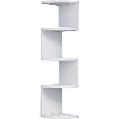 Etagere D'Angle Murale - Etagere Flottante 5 Niveaux - Pour Salon Chambre Bureau Salle De Bain - Blanc Nuage - 1 Piece (1/5)