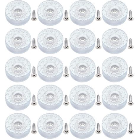 20 protezioni per pavimenti in silicone rotonde da 30 mm, antiscivolo e silenziose, con viti, adatte per gambe di divani e cuscini di sedie (1/4)