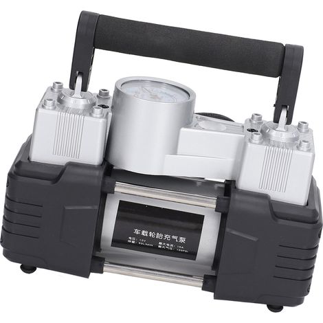 Compresseur d'air haute pression portable 12 V à double cylindre pour voiture, gonfleur de pneus haute performance 100 PSI avec éclairage de travail LED. (1/5)