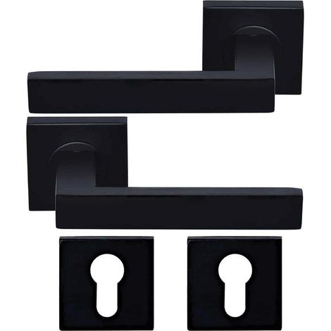 Coppia di Maniglie Nere su rosette quadrate COLETTE +1 Coppia di rose cilindriche