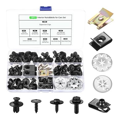 Vis et écrous, de Fixation pour passage de roue, pare-chocs ailes de voiture, U clips vis de carrosserie autotaraudeuses hexagonales en métal, Boulons Agrafes Carrosserie (1/5)