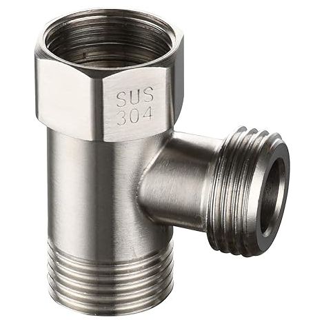 Vanne de douche à 3 voies Vanne de dérivation 1/2" Vanne à 3 voies Adaptateur en T en acier inoxydable Pommeau de douche