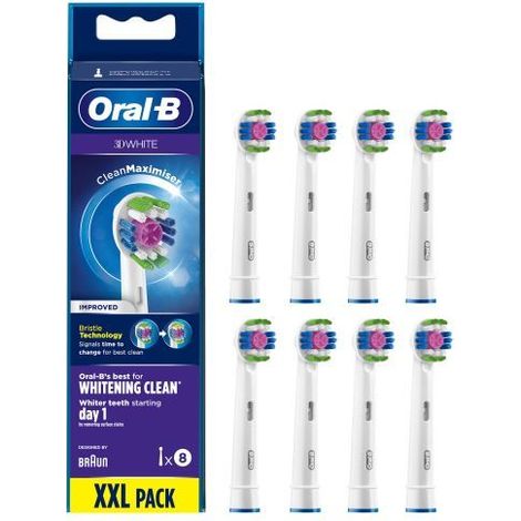 Oral-B 3D White 80339420 Elektrischer Zahnbürstenkopf 8 Stück(e) Weiß (1/4)