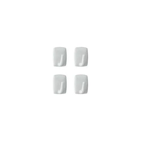 Gancio adesivo, bianco, piccolo, 2,9x2,1cm, 4 pezzi