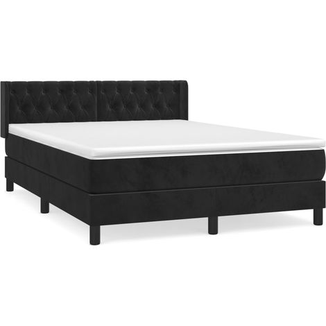 Sommier à lattes de lit avec matelas Noir 140x190 Velours (1/5)