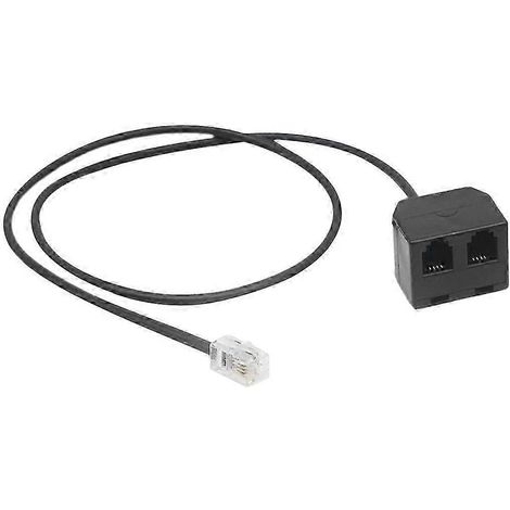 Câble adaptateur/répartiteur/rallonge RJ9 mâle vers 2 femelles 4P4C compatible avec les téléphones fixes (1/5)