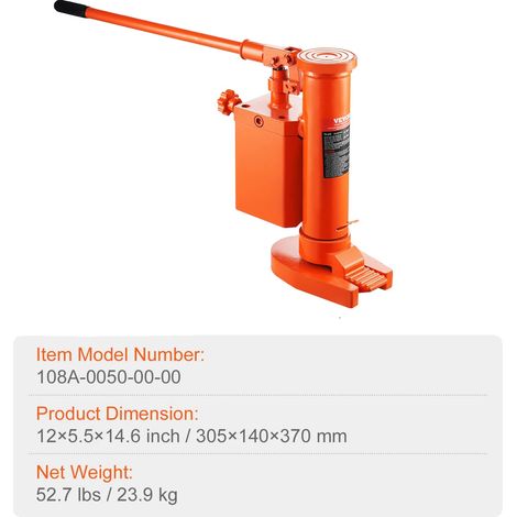 Verin hydraulique à pied, capacité de 5 tonnes, construction en acier durable, Rotatable5T (1/2)