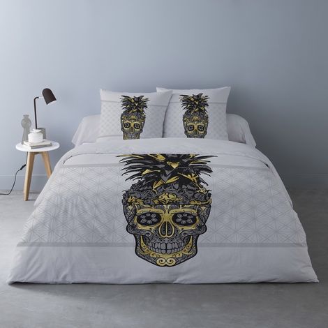 Housse de couette 260x240 Crâne d'or + 2 taies coton 52 fils (1/3)