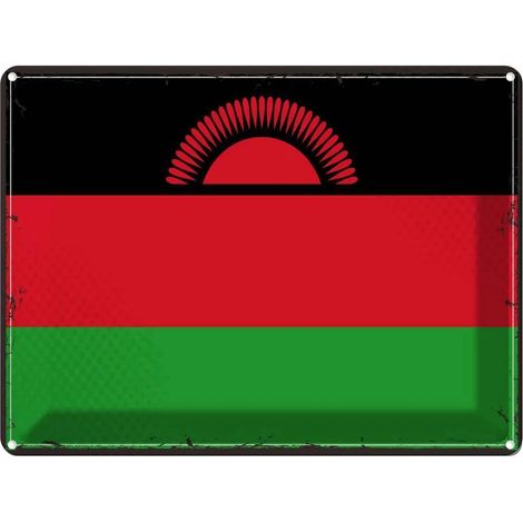 Plaque métallique 30x40 cm Malawi Rétro Drapeau du Malawi Blason (1/5)