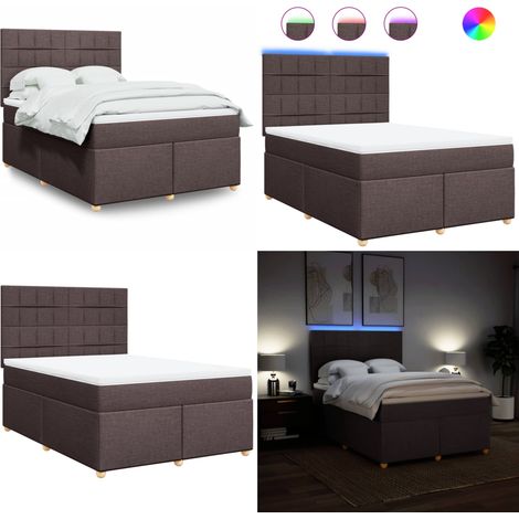 vidaXL Boxspringbett mit Matratze Dunkelbraun 140x200 cm Stoff (1/5)