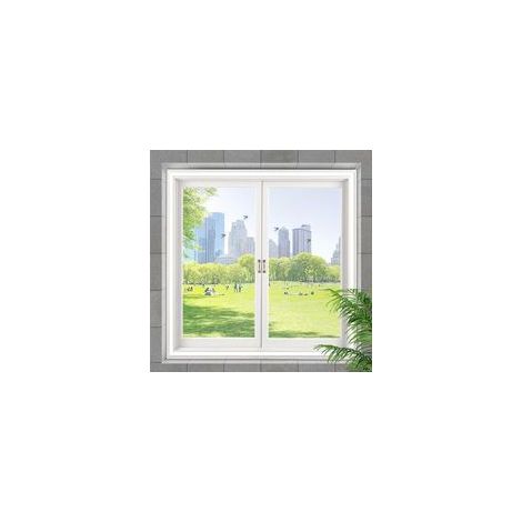 Moustiquaire pour fenêtres, 110 x 100 cm, auto-adhésive, sans perçage, convient aux fenêtres de balcon, de salon et de terrasse, blanche. (1/5)