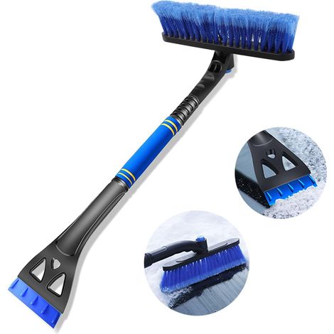Grattoir à glace et brosse à neige 2 en 1 : facile à assembler, manche extensible, pour pare-brise et vitres de voitures, camions et SUV. (1/5)
