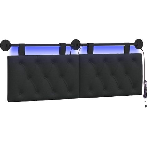 Maison Exclusive - Hängendes Kopfteil Mit LED Licht Schwarz Stoff (1/5)