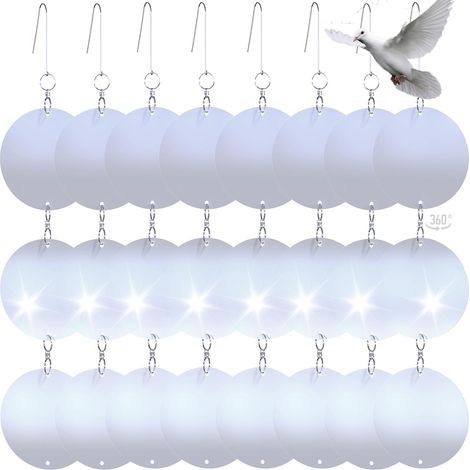 Disques répulsifs anti-oiseaux réfléchissants, effaroucheurs suspendus pour dissuader et éloigner les oiseaux. (1/5)