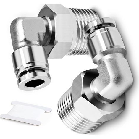 Codo macho de acero inoxidable 304, diámetro exterior del tubo de 6 mm x rosca M5, 90°, acoplamientos de conexión rápida PL5-M5 (paquete de 2) - Tubo de 8 mm, 1/2 BSP (1/5)