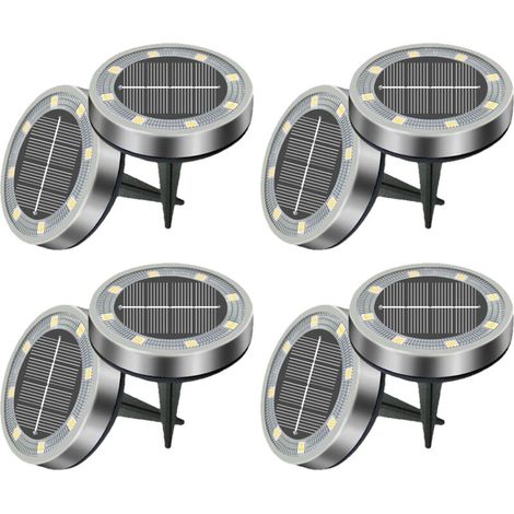 Set de 8/12/18 Bornes Solaires de Jardin - 8 LEDs Blanc Froid Étanches - Décoration pour Pelouse, Allée, Allée