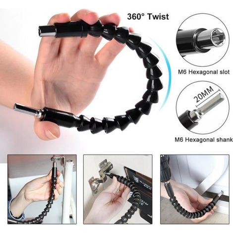 14 Pièces Renvoi d'Angle Visseuse Kit, Rallonge Perceuse Visseuse Flexible pour Perceuse, 1/4" Embouts Vissage Courts (1/4)