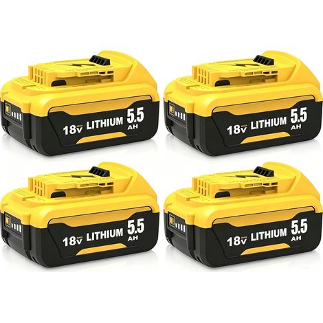 4 pièces 5500mAh Rechange pour Dewalt Batterie 18V 5.5Ah Compatibles avec DCB184 DCB180 DCB181 DCB182 DCB200 DCB201 DCB204 (1/5)