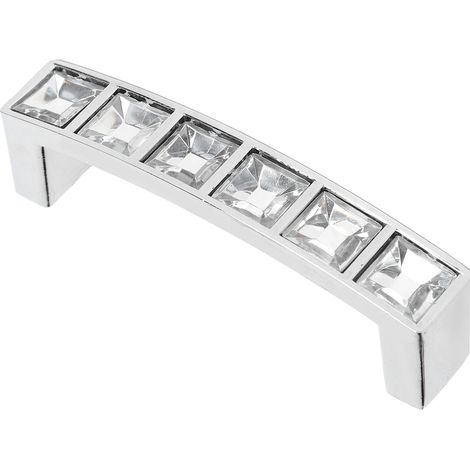 Poignée de porte de meuble moderne et simple en cristal, motif diamants, double trou, tirette de tiroir (1/5)
