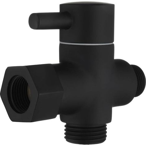 3-Way Brass Diverter Stop Valve 3/8u201D-12/17 Adapter for Toilet Water Line, Black, DSF007DB (1/5)