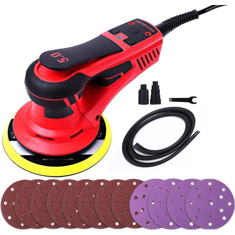 Ponceuse électrique, Ponceuses excentrique,avec 16 papiers abrasifs, ponceuse à souris avec moteur sans balais de 350W, puissante et à faible vibration, 10000 RPM (1/5)