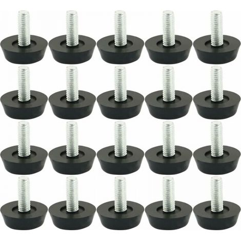 20pcs Pieds M8 x 25mm de Nivellement Meuble Réglable Pied Réglable Patinn Meuble Jambe Pied de Table Chaise Base Protection Plancher Vis Glisse,Taille totale : 21 x 30 mm (DxH) (1/4)