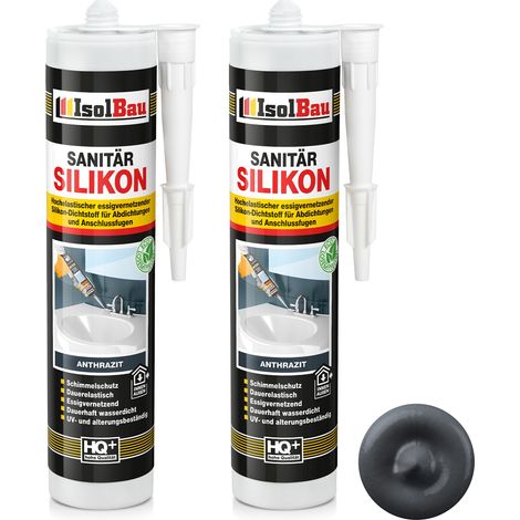 IsolBau Silicone Sanitario Antracite Sanitär Silikon 2 x 300ml (1/5)