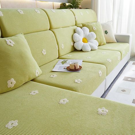 Housse Canape d'angle en Forme L Velours Housse De Canapé Élastique Velours Protège Canapé pour Le Salon Protection Canapé 1/2/3/4 Places (1/5)