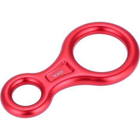 Descendeur de corde en forme de 8 de 35 kN, anneau de rappel, matériel de sauvetage pour l'escalade (rouge) (1/5)