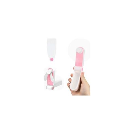 Mini ventilateur de poche USB rechargeable rose, 2 vitesses – Ventilateur portable silencieux pour maison, bureau et voyage – Compact– (1/5)