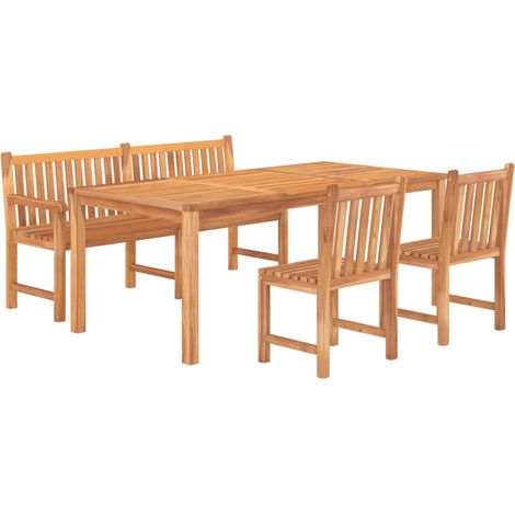 Juego de comedor de jardín 4 piezas madera maciza de teca vidaXL (1/4)