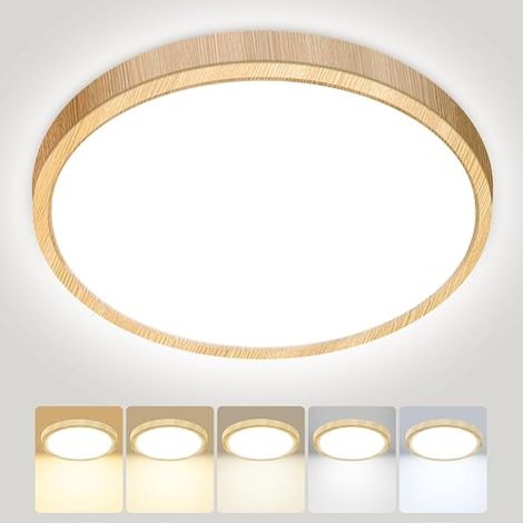 Round LED Ceiling Light, 5 Colours, 3000/3500/4000/5000/6500K 24W, Ultra Thin Waterproof Ceiling Light for Bathroom, Kitchen, Balcony, Bedroom, Hallway, Garage, 30 x 1.5 cm (1/5)