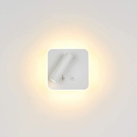 Lampe de chevet à led blanche carrée liseuse murale rotative avec interrupteur lumière chaude pour chambre à coucher, bureau, etc.,Convient pour le salon, l'allée, la lampe murale d'intérieur (1/5)