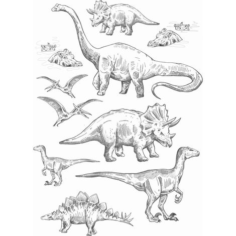 sticker mural dinosaures noir et blanc - ESTAhome (1/5)