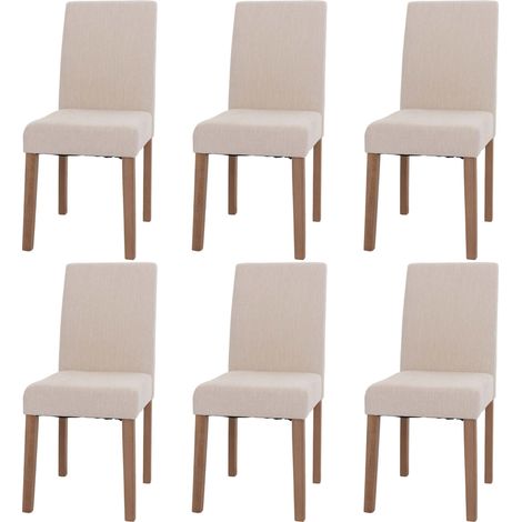 Set 6x sedie Littau tessuto ciniglia soggiorno cucina sala da pranzo legno 90x42x50cm avorio