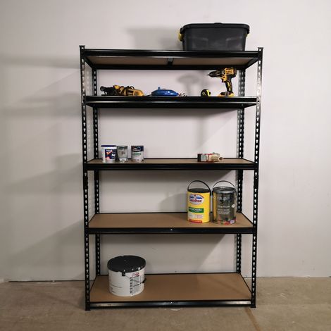 Garage Shelving 122cm Wide & 183cm High Heavy Duty 5 Tier Multipurpose Metal Racking Unit  / Warehouse Shelving Storage in Black (1/5)
